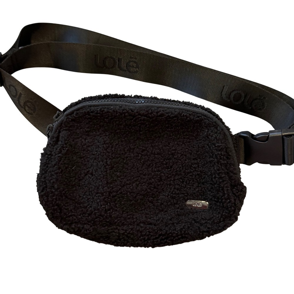 Lole Black Sherpa Fleece Belt Bag Adjustable Waist Pack 1741593